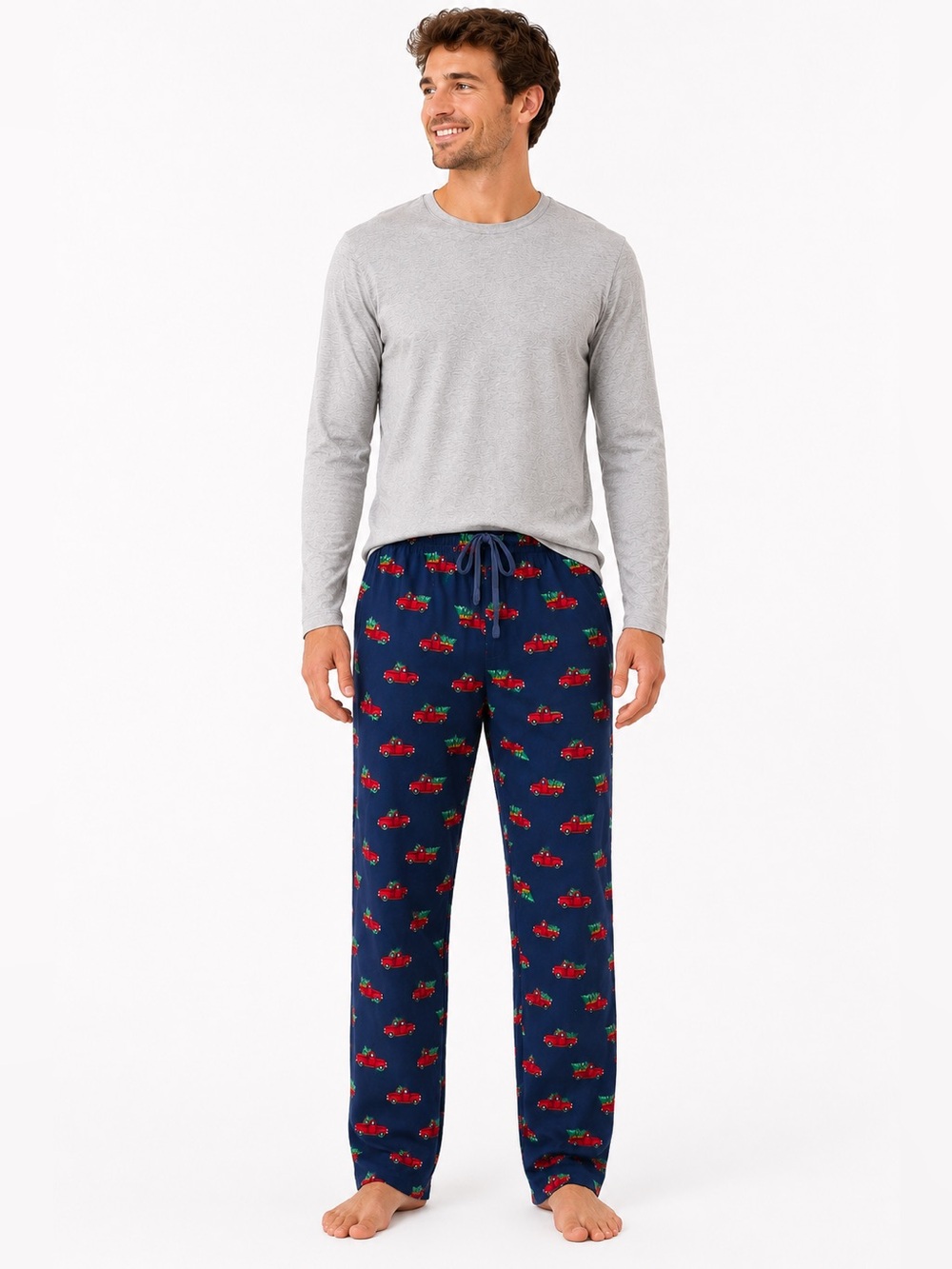 George Christmas Tree Truck Fleece Pajama Pants - Men’s Large